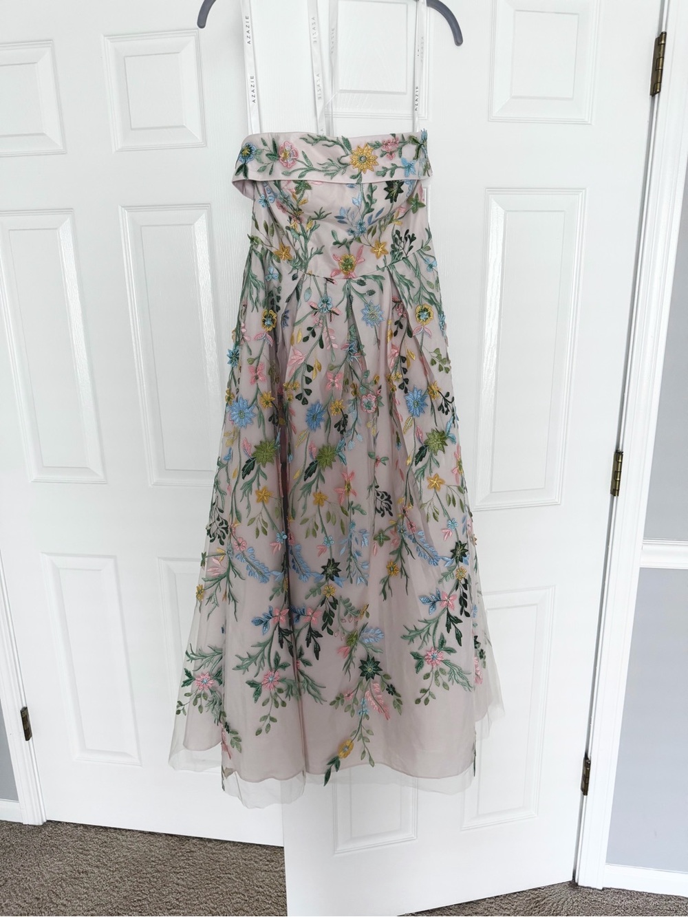 Floral Embroidered Pink Midi Gown - Picture 3 of 10